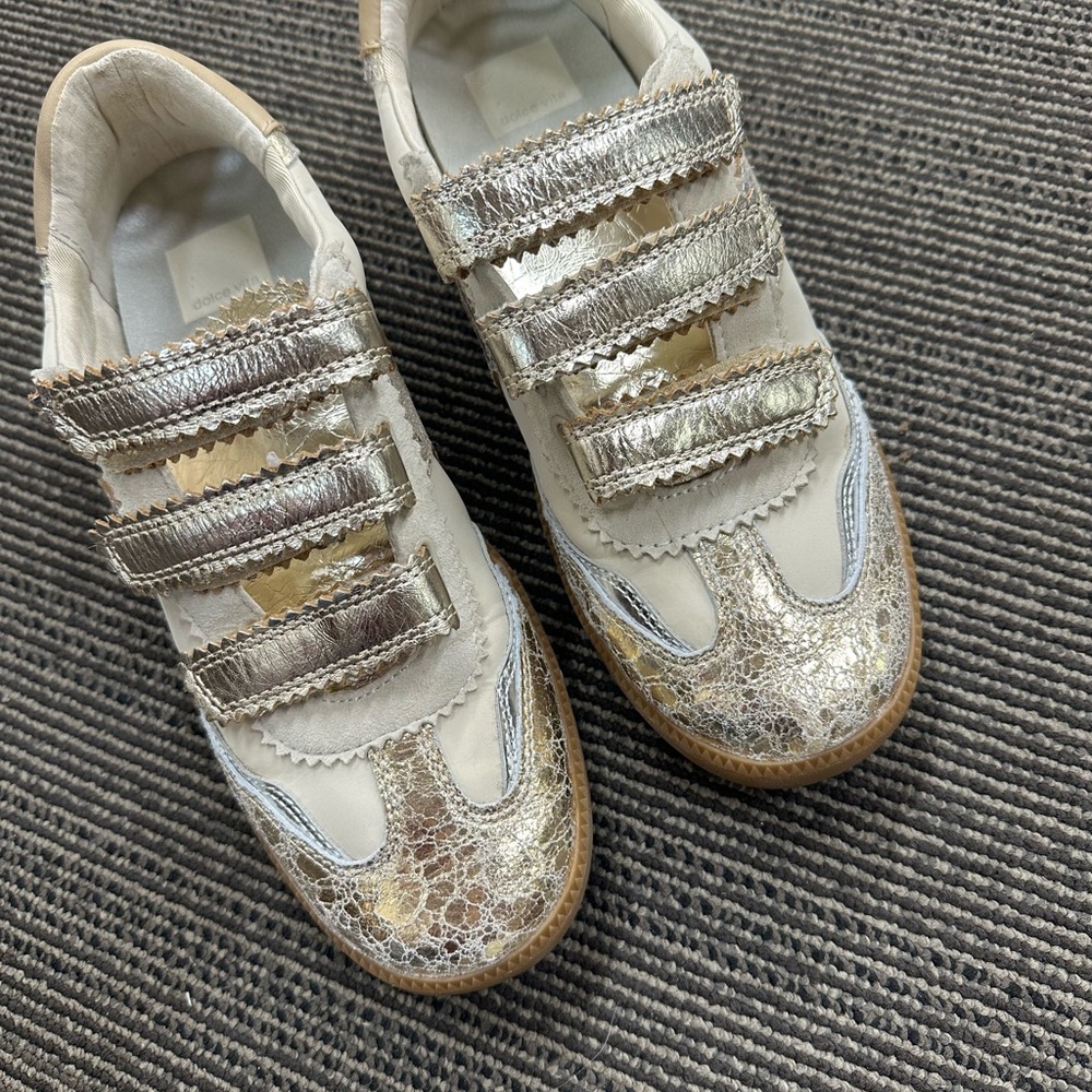 Dolce Vita Silver and White Sneakers